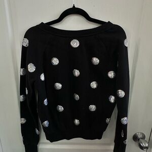 PINK Black Top with Silver Sequin Circles